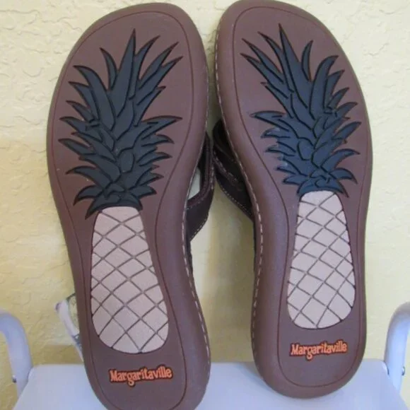 Margaritaville Festival Flip Flops Mens 12 Dark Chocolate NIB MG5001A - Picture 4 of 5